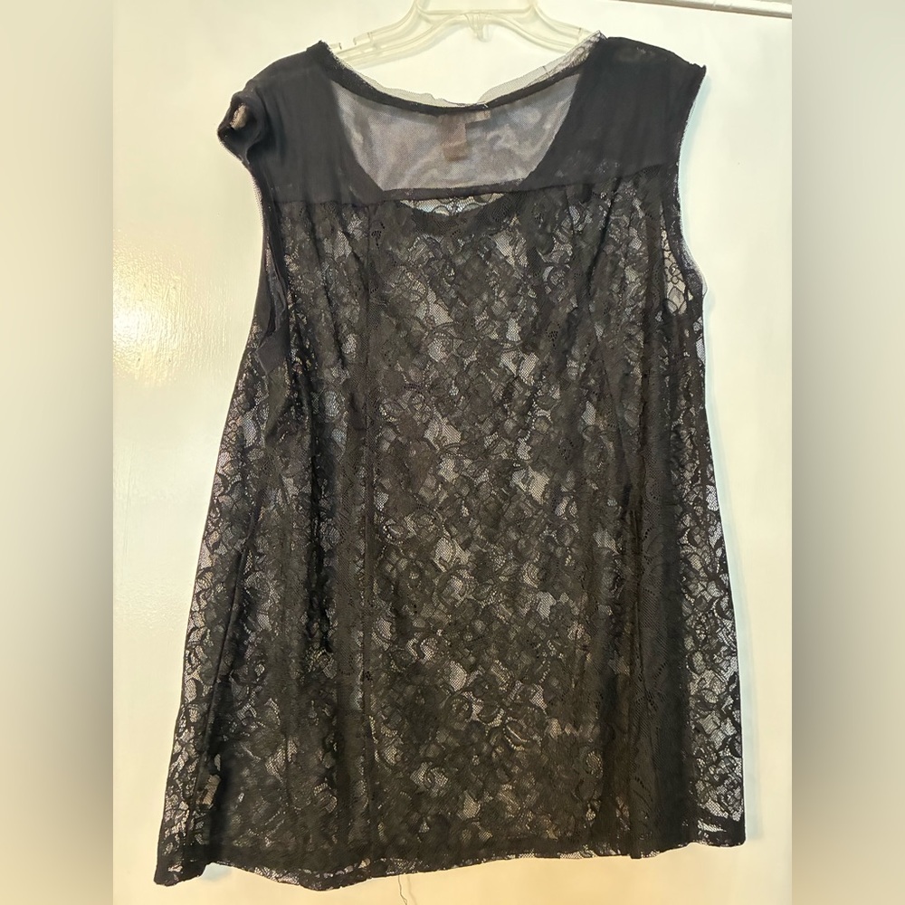DKNY Black Sheer Lace Top